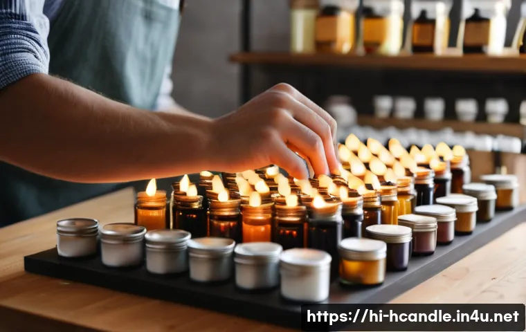 캔들 향 오일 제조사 비교 - A focused shot of a young adult, approximately 20-25 years old, with clean, neatly kept hands, caref...